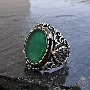 Green Agate Exclusive Men's Ring