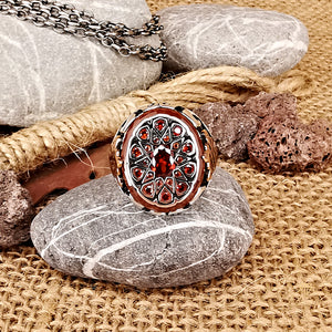 Multi Ruby Stone Celtic Men's Ring