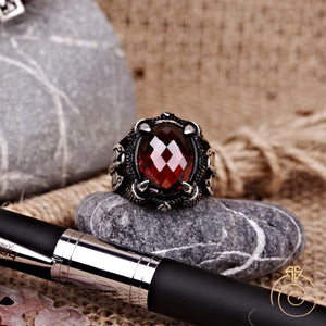 Warrior Ax Ruby Stone Men's Ring