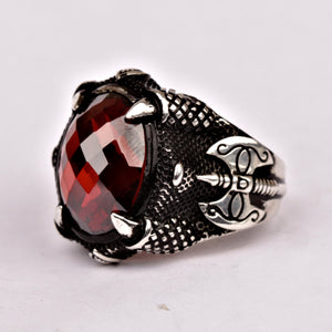 Warrior Ax Ruby Stone Men's Ring