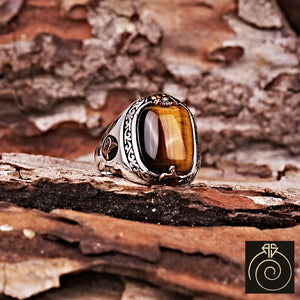 Tiger Eye Silver Men's Ring