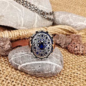 Men's Sapphire Stone Celtic Silver Ring