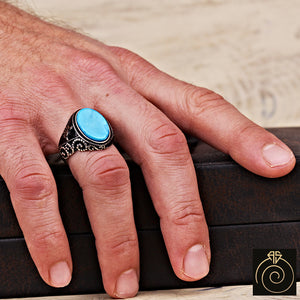 Turquoise Silver Men's Ring