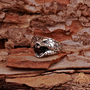 Snake Head Signet Black Quartz Men's Ring
