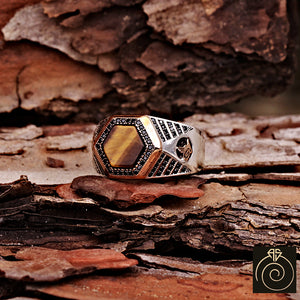 Tiger Eye Silver Men's Ring