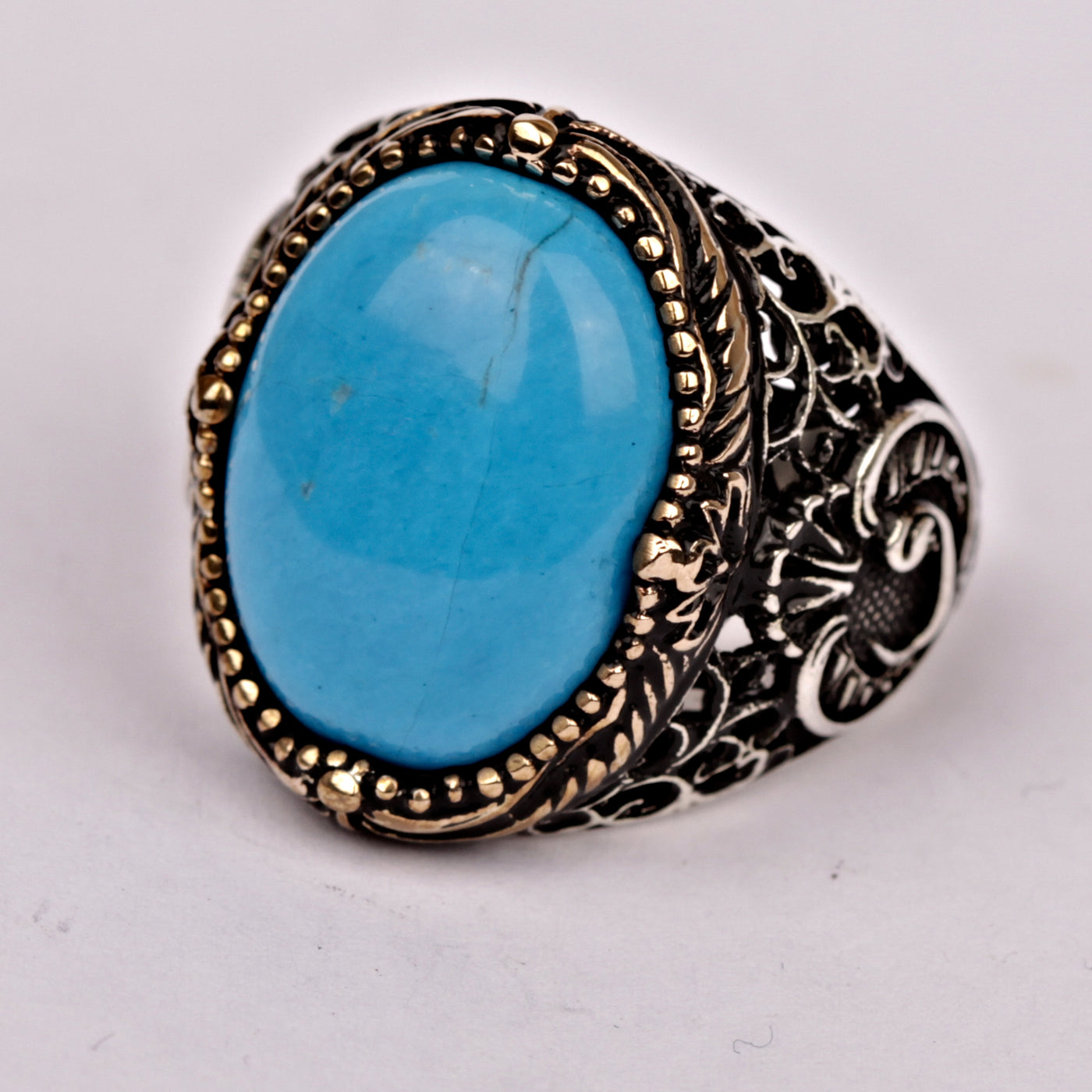 Unique Men's Ring with Meteorite & Turquoise | Jewelry by Johan - Jewelry  by Johan
