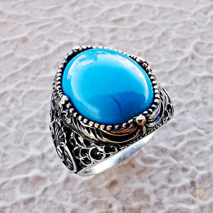 Turquoise Silver Men's Ring