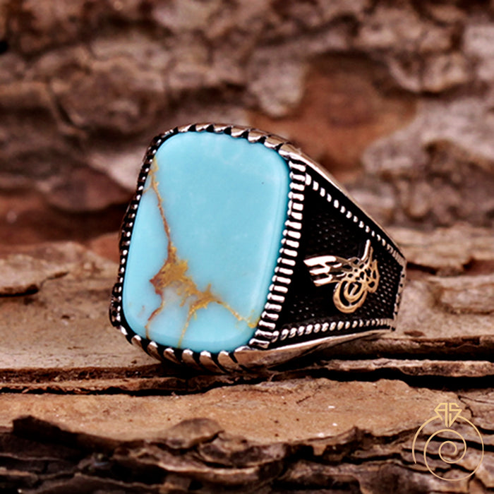 Turquoise Silver Men’s Ring