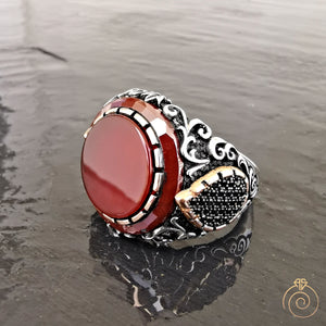 Aqeeq Stone Handmade Men's Statement Ring