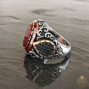 Aqeeq Stone Handmade Men's Statement Ring