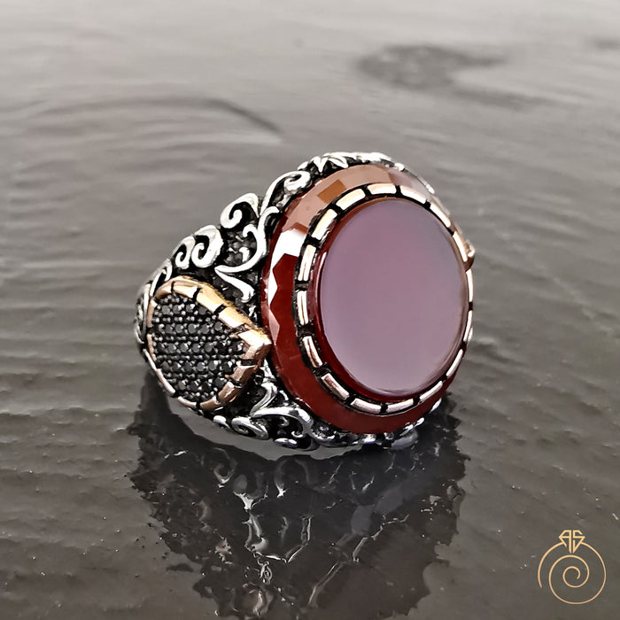 Aqeeq Stone Handmade Men's Statement Ring