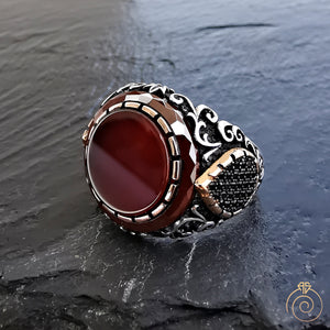 Aqeeq Stone Handmade Men's Statement Ring