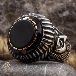 Onyx Stone Emperor Face Ring