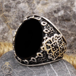 onyx-black-silver-men's-ring