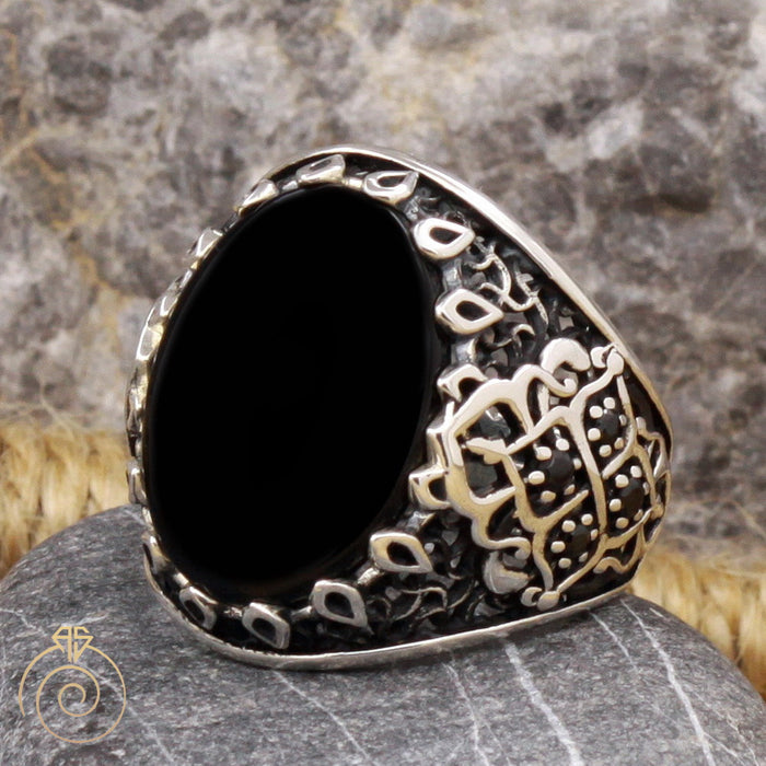 Onyx Silver Men’s Antique Ring