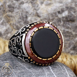 onyx-black-silver-men's-ring