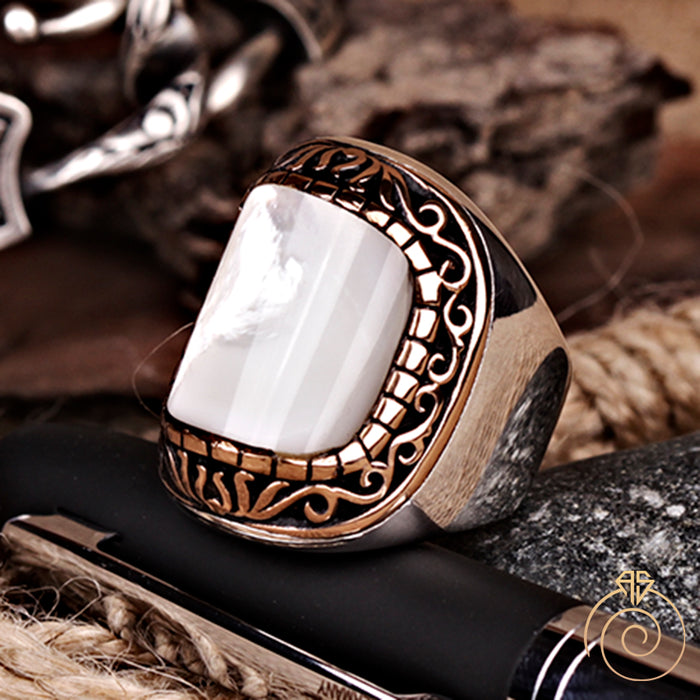 Mother of Pearl Silver Men’s Ring