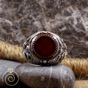 ruby-red-silver-men's-ring