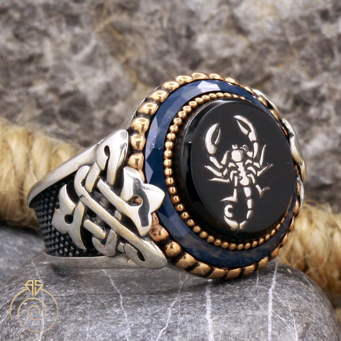 Scorpion Enamel Silver Men’s Ring