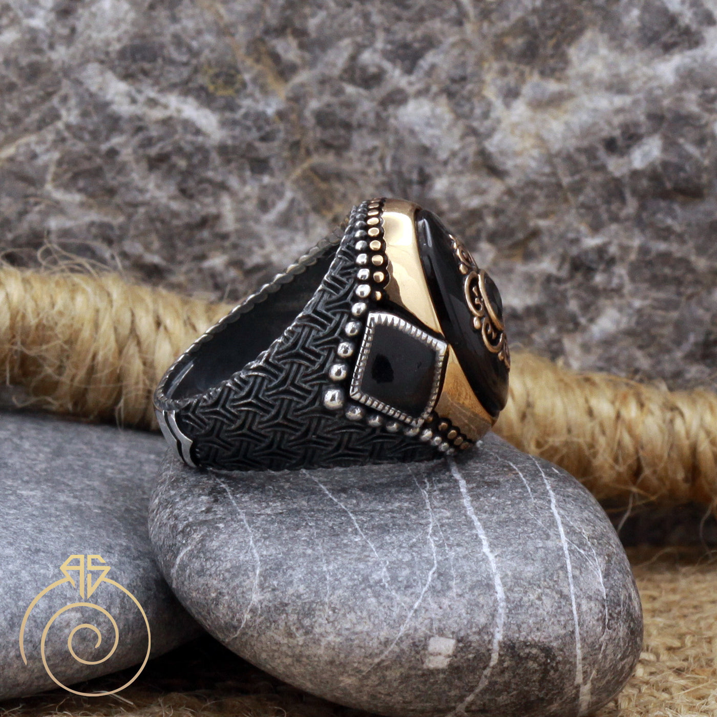 Men's Silver Signet Ring with Onyx