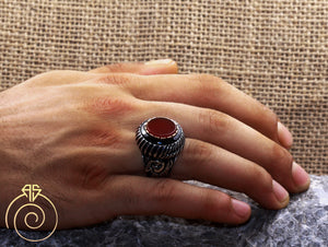 Agate Stone Emperor Face Ring