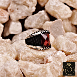 Ruby Silver Men’s Ring