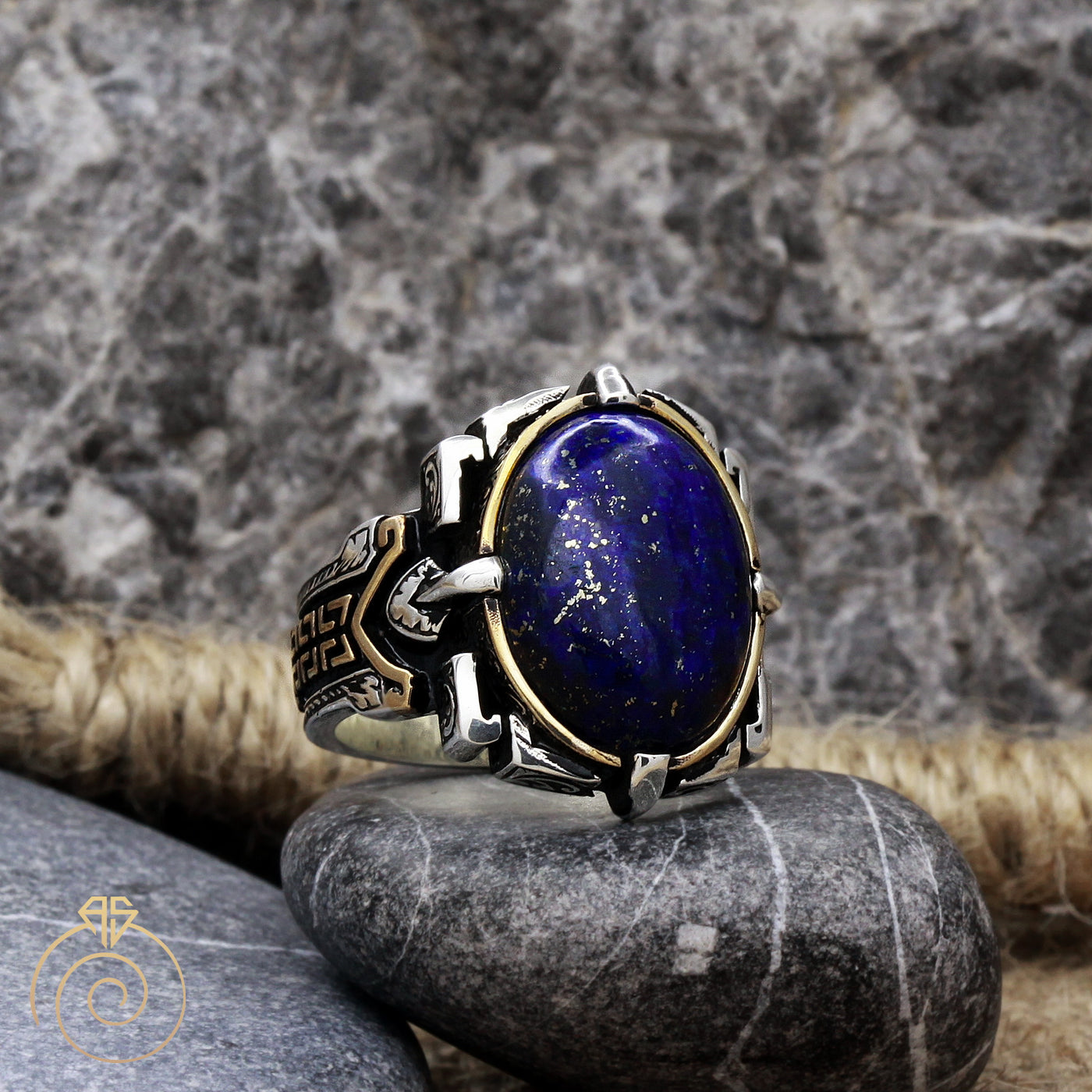 Royal Lapis Lazuli Ring for Men - Talisa - Rings for Men with Stones
