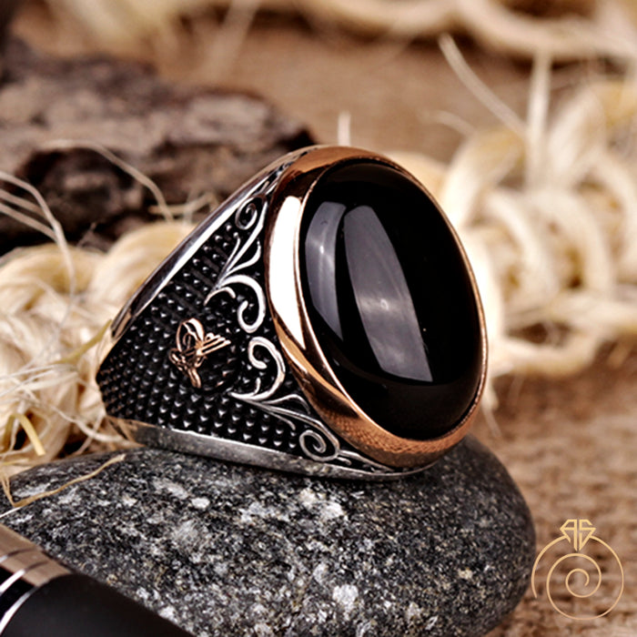 Onyx Wedding Silver Men’s Ring