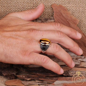 Tiger Eye Silver Men’s Ring