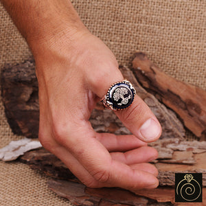 Enamel Tree of Life Silver Men’s Ring