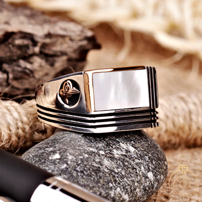 Mother of Pearl Silver Men’s Ring